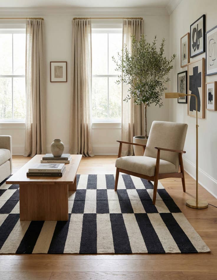 Detail image of 3' 2 x 4' 9  Hand Woven Kilim Modern Wool Rug