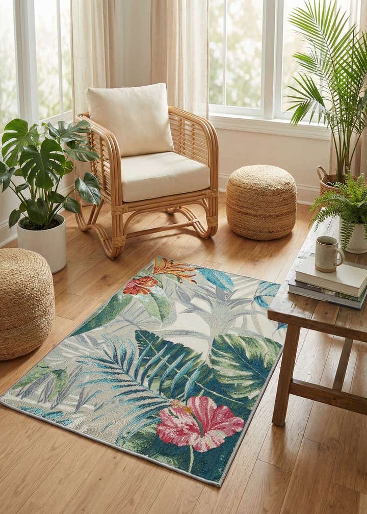 2' x 3' Easy-Clean Botanical Indoor / Outdoor Rug