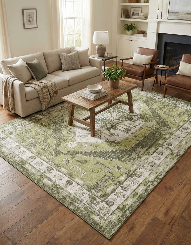 Detail image of 10' x 13'  Washable Traditional Indoor / Outdoor Rug