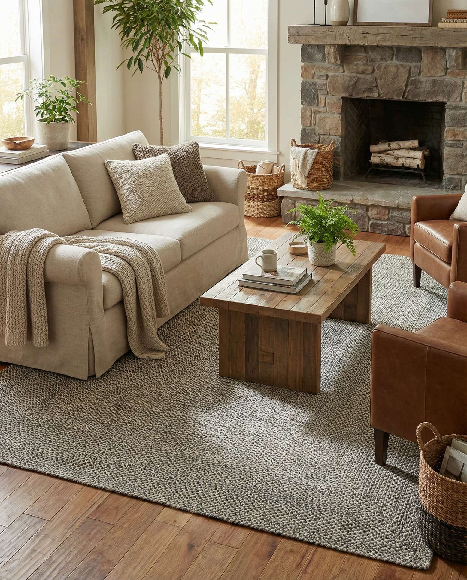 9' x 12' Handmade Tweed Braided Jute Rug