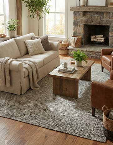 9' x 12' Handmade Tweed Braided Jute Rug