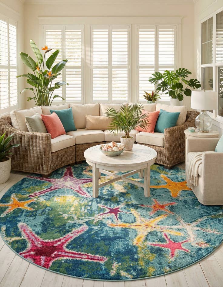 Detail image of 10' x 10'  Washable Capri Round Rug