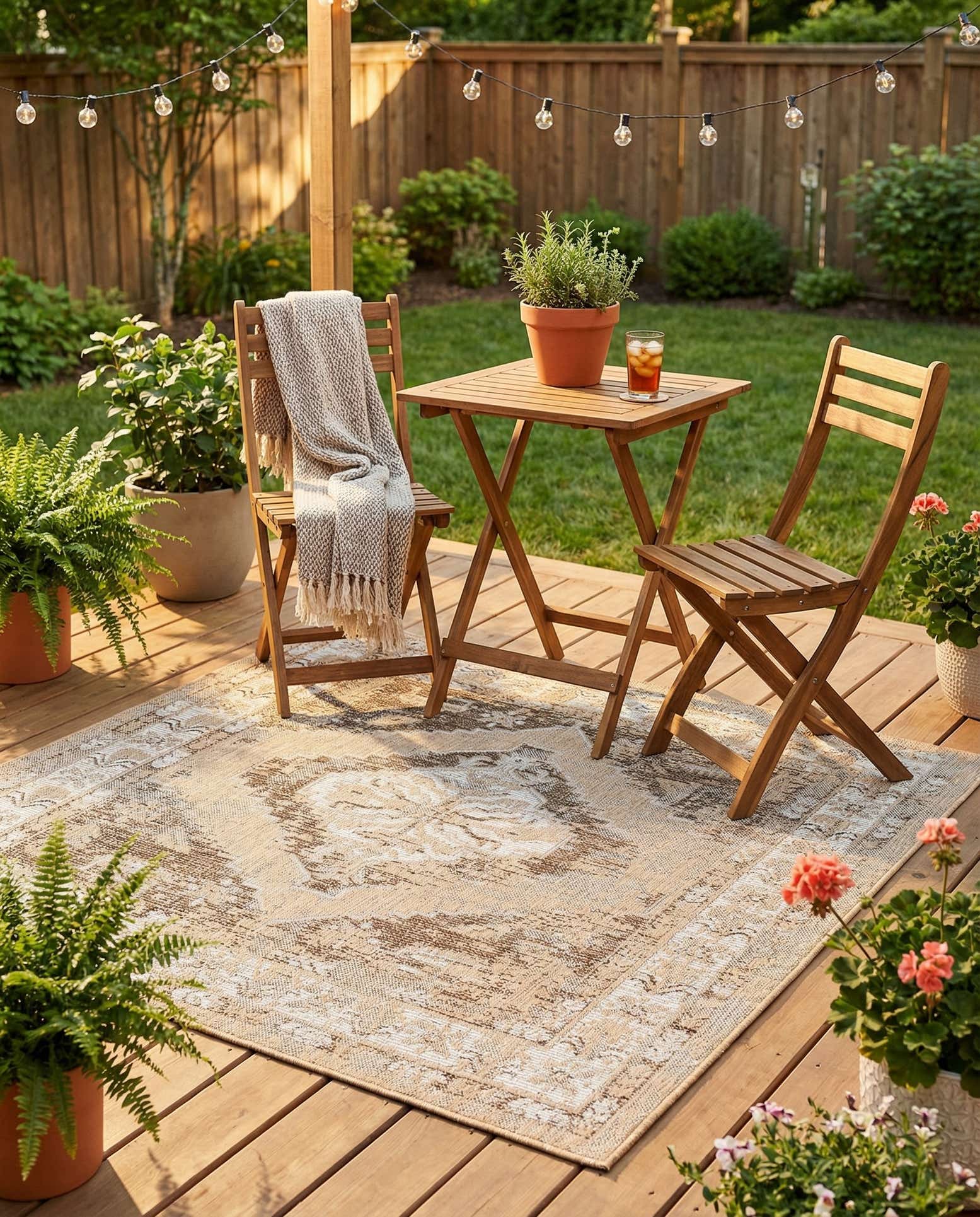 5' 3 x 5' 3 Easy-Clean Traditional Indoor / Outdoor Square Rug