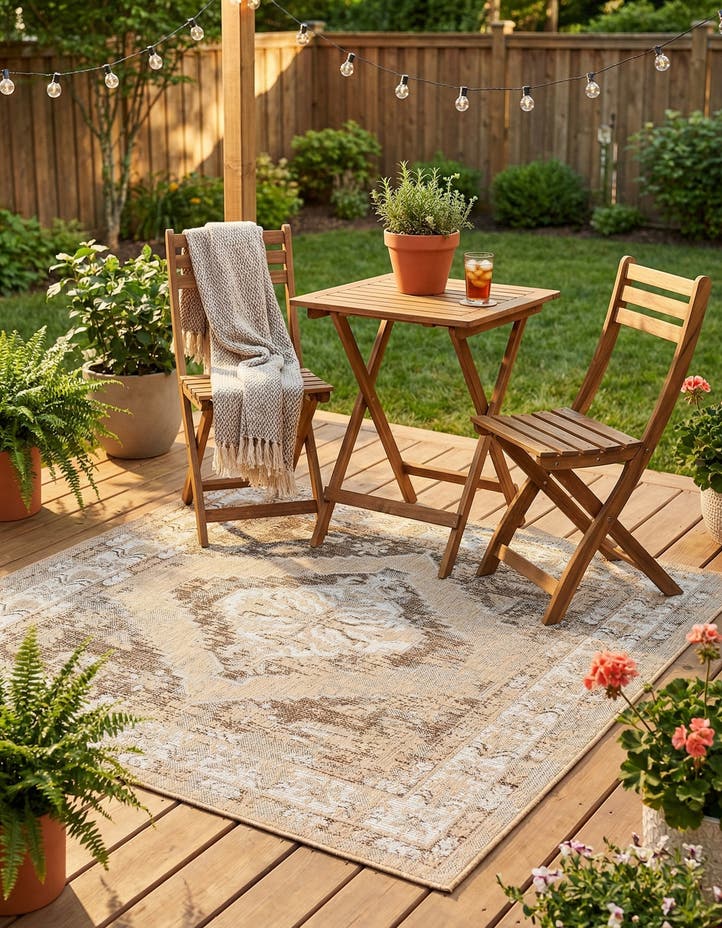 5' 3 x 5' 3 Easy-Clean Traditional Indoor / Ou...