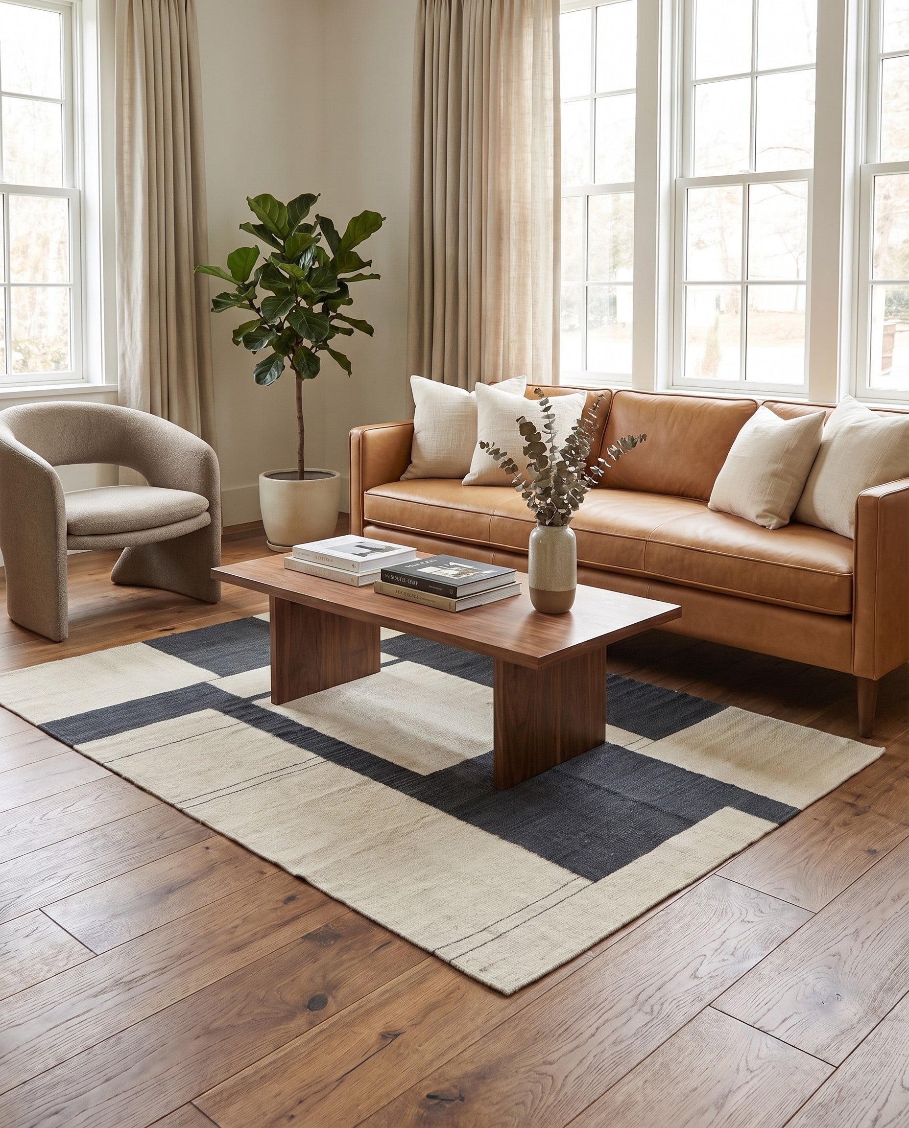 4' 3 x 5' 10 Hand Woven Kilim Modern Wool Rug