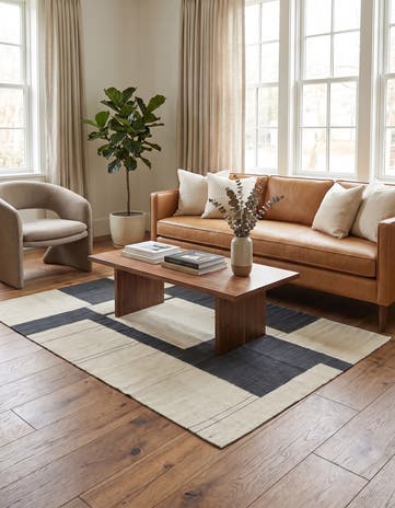 4' 3 x 5' 10 Hand Woven Kilim Modern Wool Rug