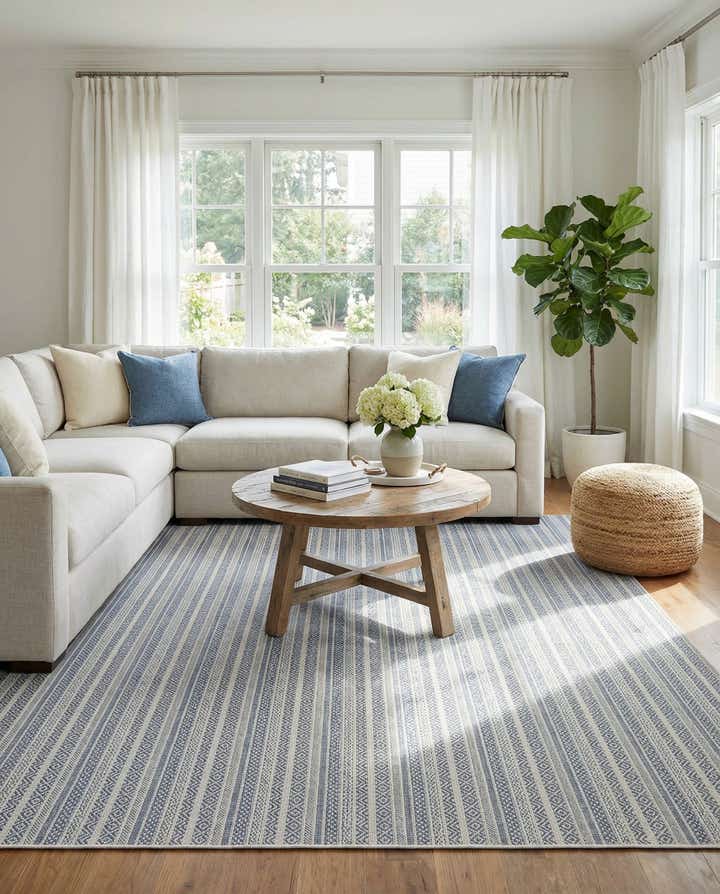 10' x 10' Easy-Clean Striped Indoor / Outdoor Square Rug