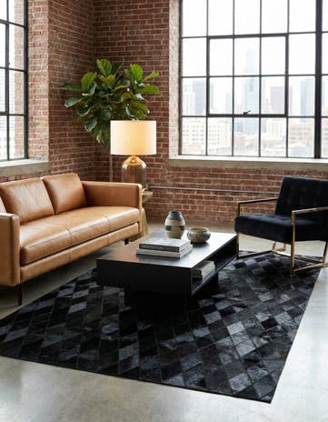 4' 7 x 6' 6 Cowhide Stocks Rug