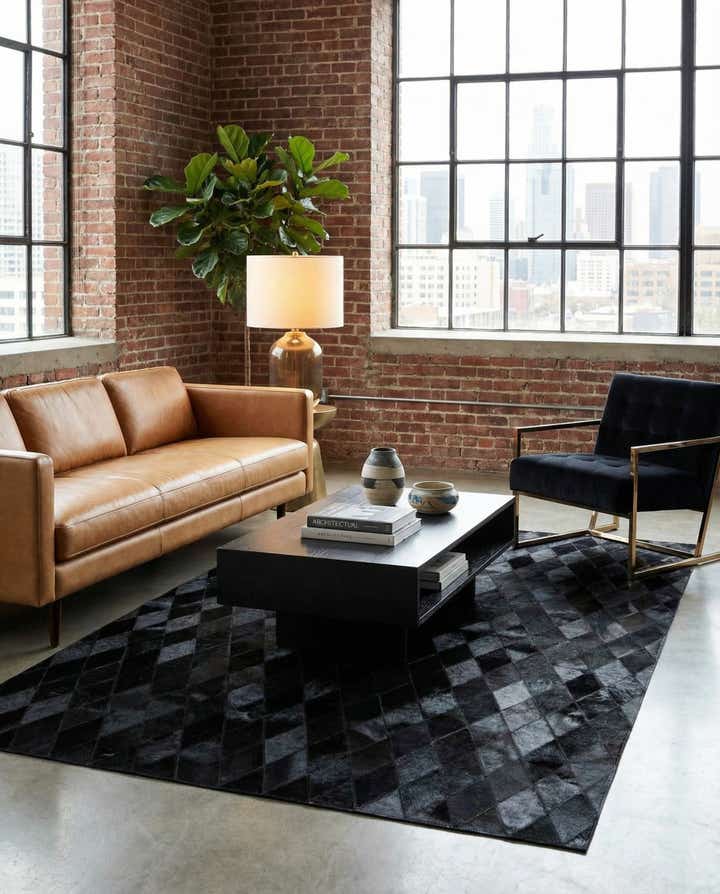 4' 7 x 6' 6 Cowhide Stocks Rug