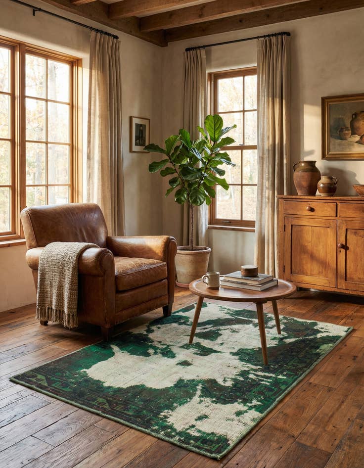 Detail image of 3' 4 x 4' 6  Hand Knotted Ultra Vintage Persian Wool Rug