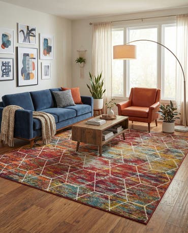  10' x 10' Lattice Frieze Square Rug