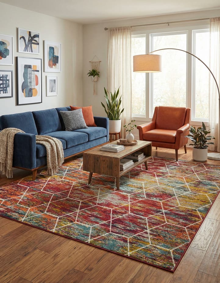 10' x 10' Lattice Frieze Square Rug