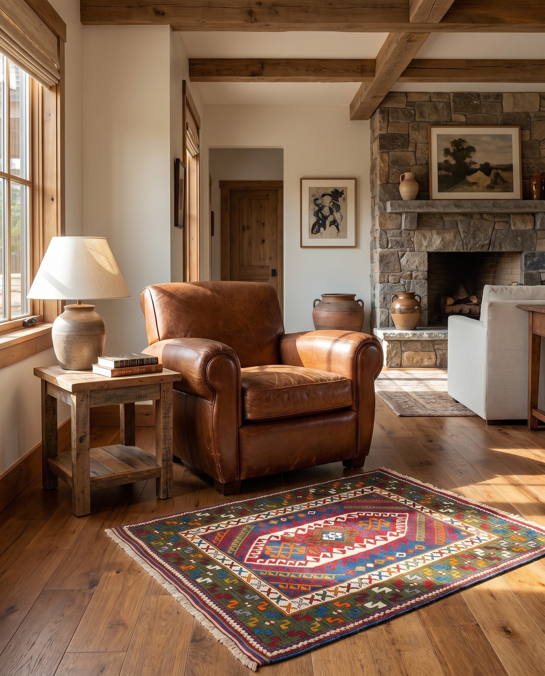 3' 9 x 4' 9 Hand Knotted Anatolian Oriental Wool Rug