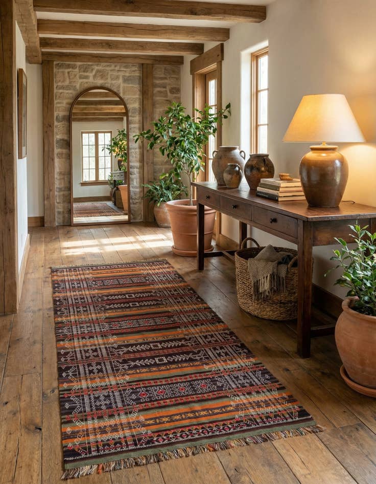 Detail image of 4' 5 x 9' 2  Hand Woven Kilim Fars Wool Runner Rug