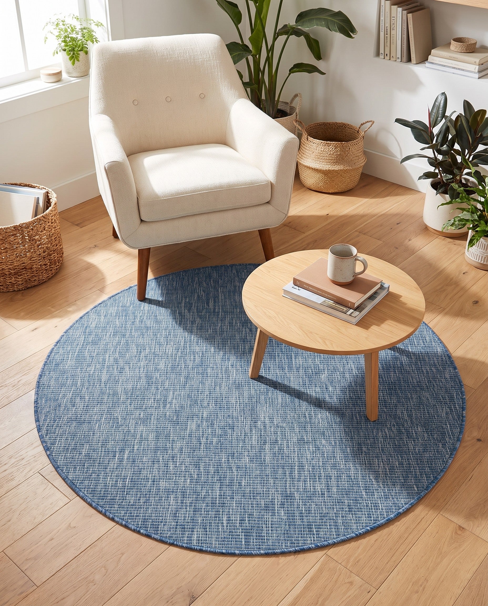 5' 3 x 5' 3 Easy-Clean Solid Indoor / Outdoor Round Rug