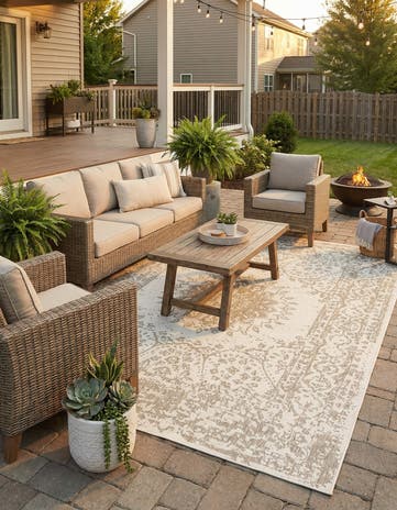 9' x 12' Easy-Clean Traditional Indoor / Outdoor Rug