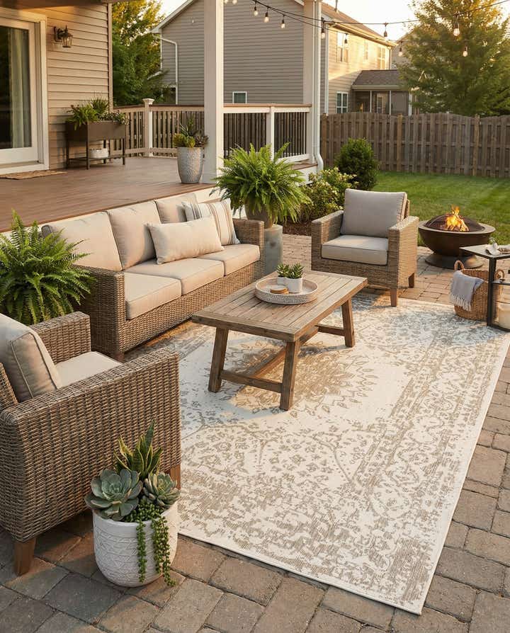 9' x 12' Easy-Clean Traditional Indoor / Outdoor Rug