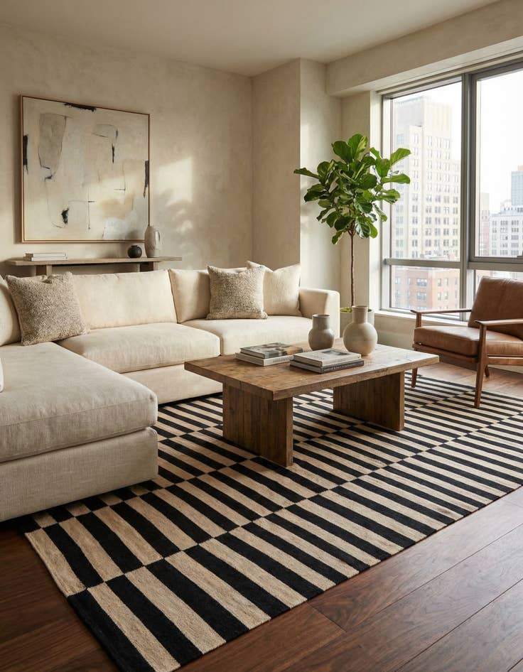 Detail image of 6' 7 x 9' 5  Hand Woven Kilim Modern Wool Rug