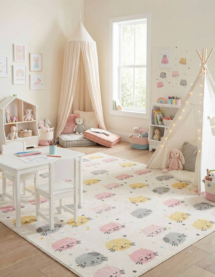 Detail image of 7' 10 x 10' Cats Whimsy Kids Rug