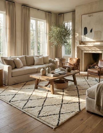 6' 1 x 9' 4 Hand Knotted Moroccan Wool Rug