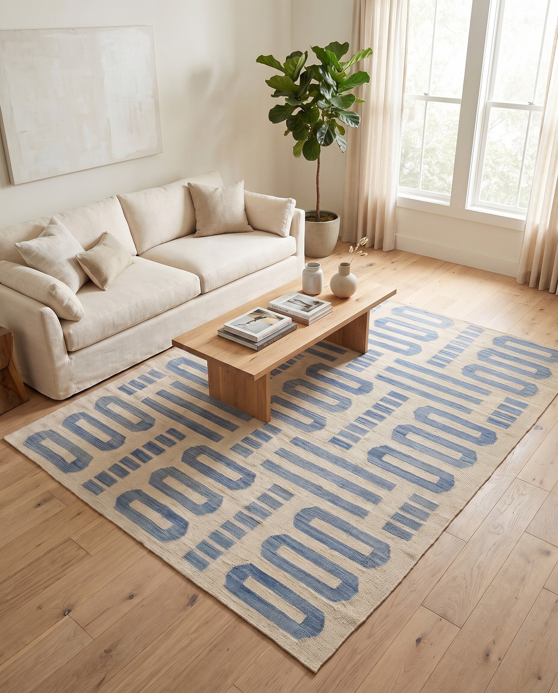 5' 4 x 6' 5 Hand Woven Kilim Modern Wool Rug
