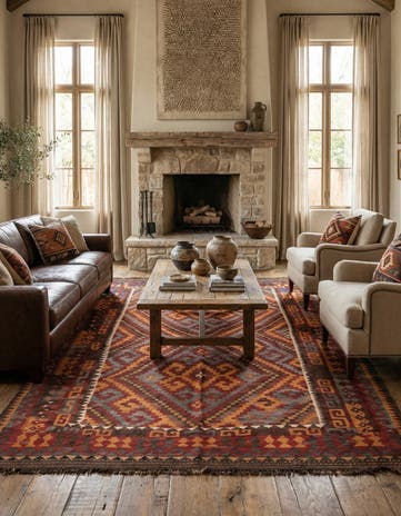 6' 9 x 12' Hand Woven Kilim Fars Wool Rug