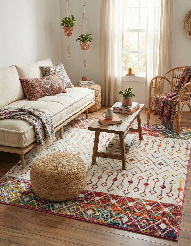 Detail image of  5' 3 x 5' 3 Moroccan Trellis Square Rug