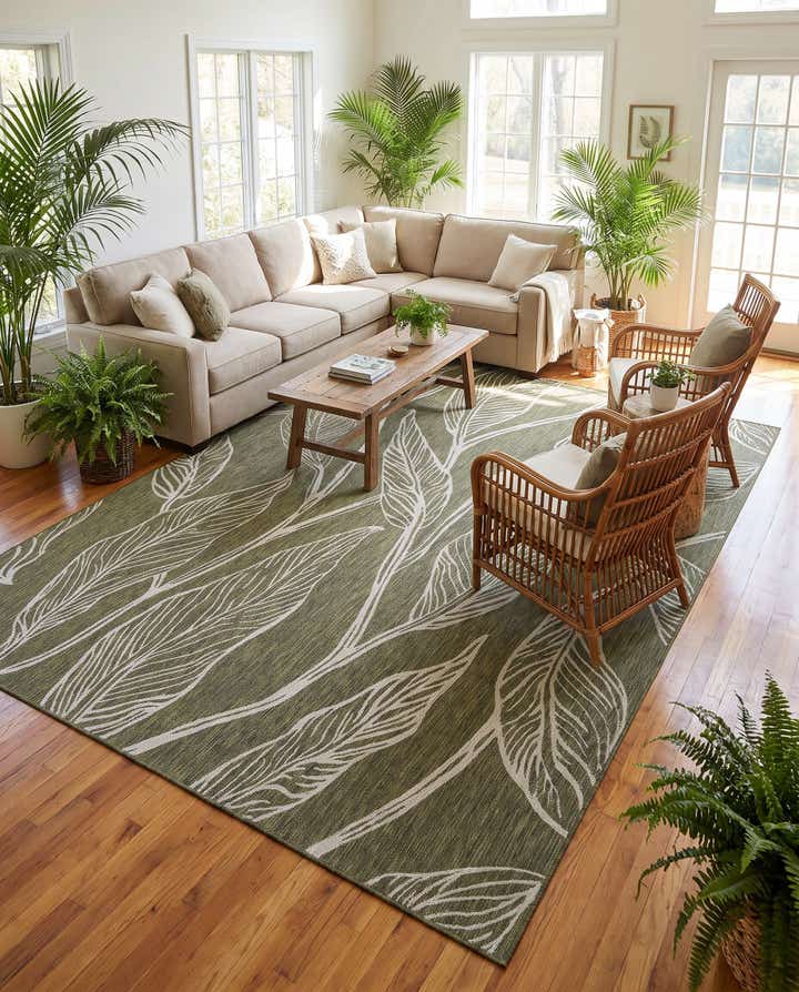 10' x 14' Easy-Clean Botanical Indoor / Outdoor Rug