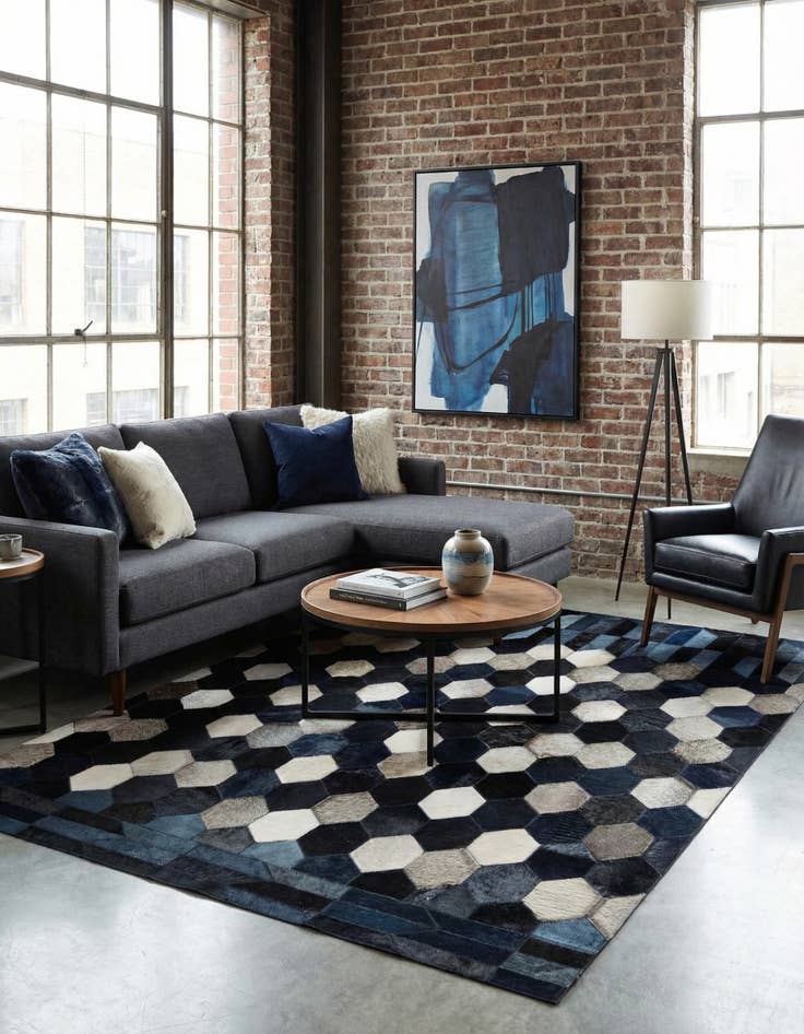 Detail image of  4' 1 x 6' 1 Cowhide - Patchwork Rug