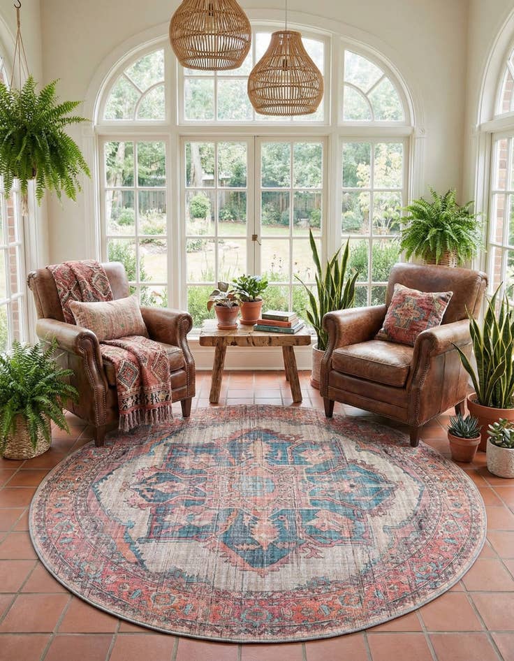 Detail image of 7' 10 x 7' 10  Washable Nostalgia Round Rug