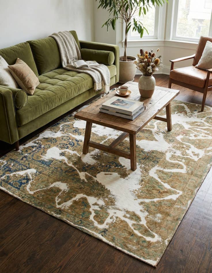 Detail image of 5' 10 x 8' 5  Hand Knotted Ultra Vintage Persian Wool Rug