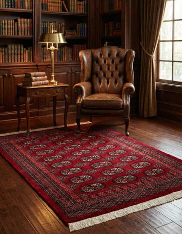 4' x 6' 2 Hand Knotted Torkaman Persian Wool Rug