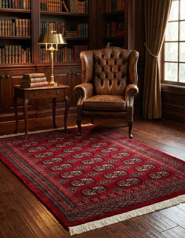 4' x 6' 2 Hand Knotted Torkaman Persian Wool Rug