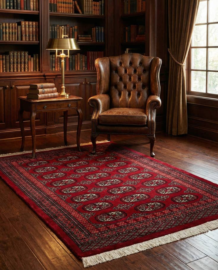 Detail image of 4' x 6' 2 Hand Knotted Torkaman Persian Wool Rug