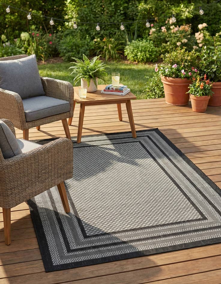 Detail image of 4' x 6'  Washable Border Indoor / Outdoor Rug