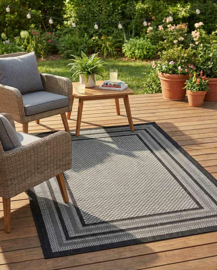 4' x 6' Easy-Clean Border Indoor / Outdoor Rug
