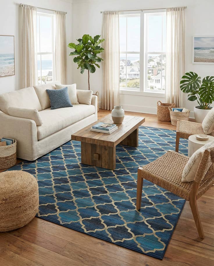 Detail image of 8' x 11' 4 Easy-Clean Trellis Indoor / Outdoor Rug