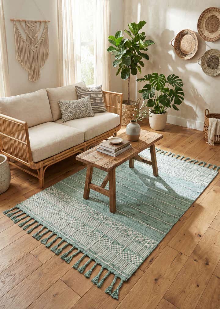 4' 1 x 6' 1 Easy-Clean Eco Bohemian Indoor / Outdoor Rug