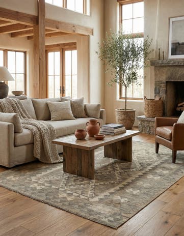 5' x 6' 8 Hand Woven Kilim Maymana Wool Rug