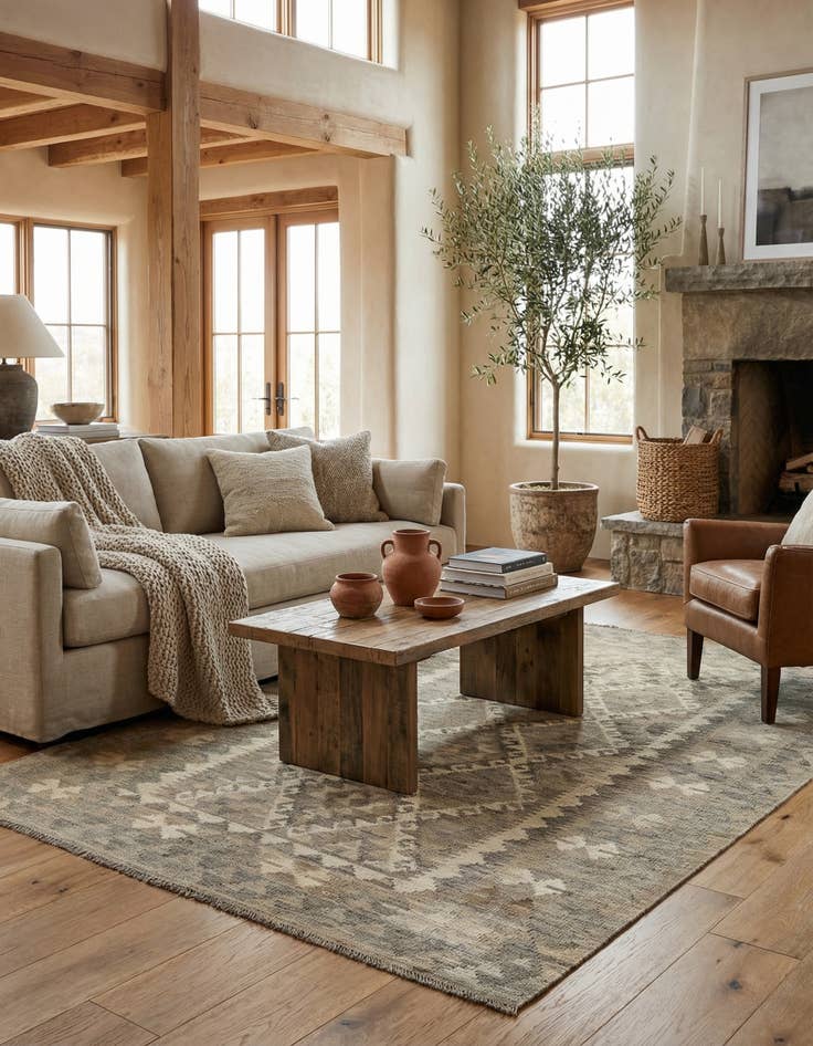 Detail image of 5' x 6' 8  Hand Woven Kilim Maymana Wool Rug