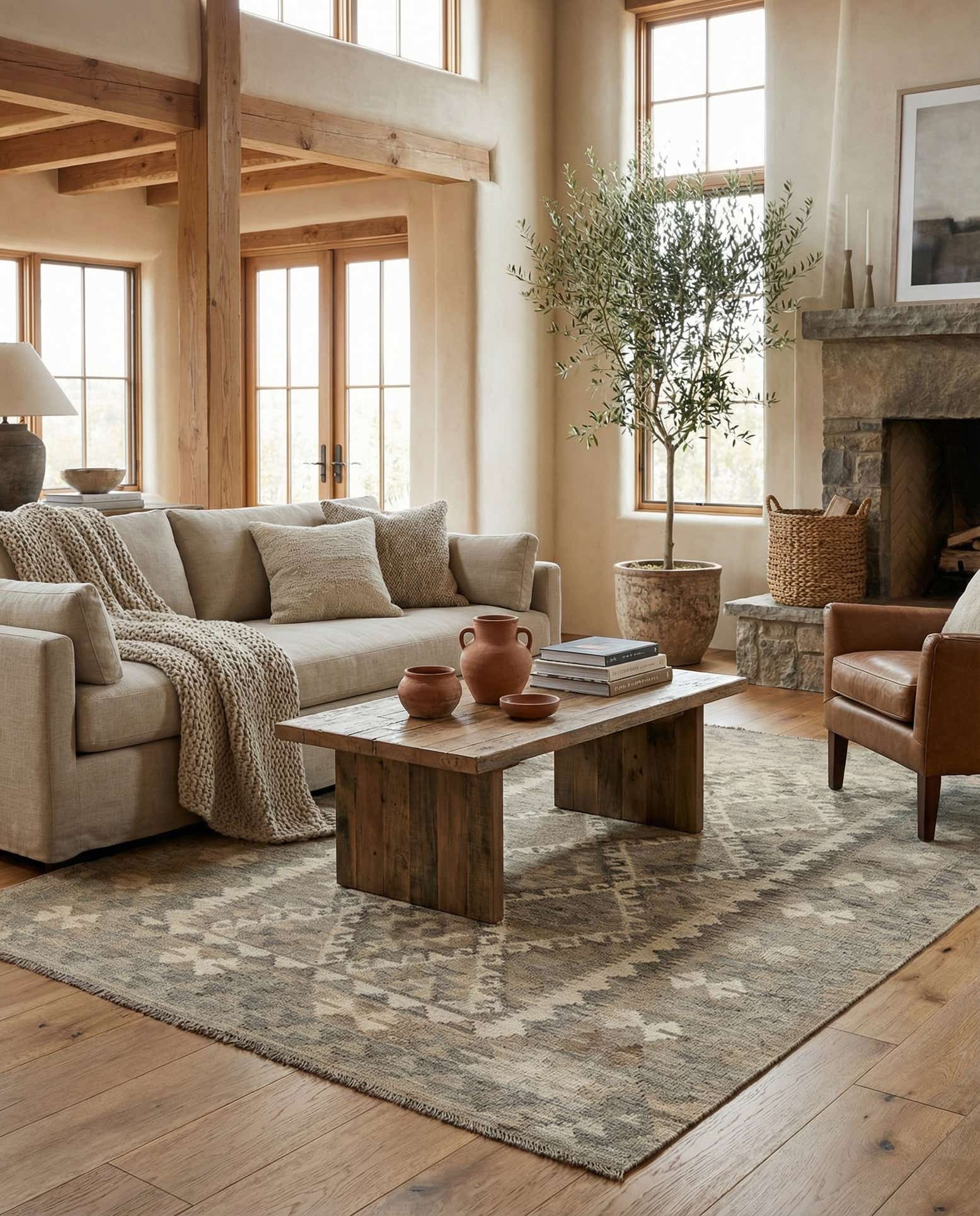 5' x 6' 8 Hand Woven Kilim Maymana Wool Rug