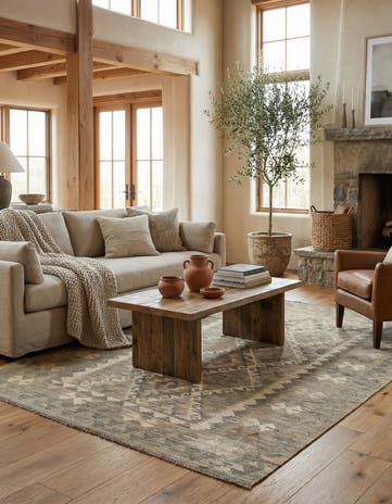 5' x 6' 8 Hand Woven Kilim Maymana Wool Rug