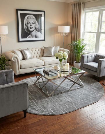 7' 10 x 10' Marilyn Monroe™ Glam Deco Oval Rug