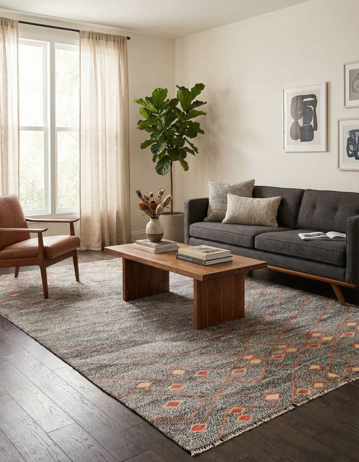 Detail image of 6' 6 x 9' 5  Hand Woven Kilim Modern Wool Rug