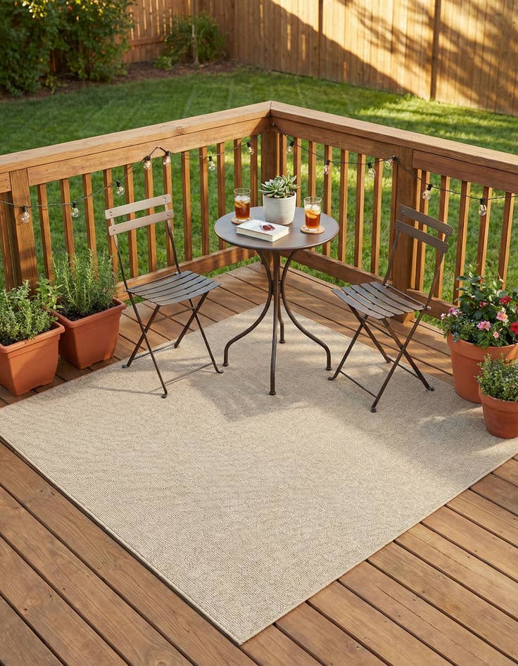 Detail image of 7' 10 x 7' 10 Easy-Clean Solid Indoor / Outdoor Square Rug