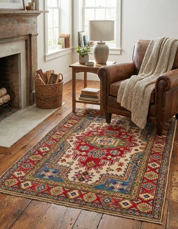3' 4 x 5' 2 Hand Knotted Kazak Rug