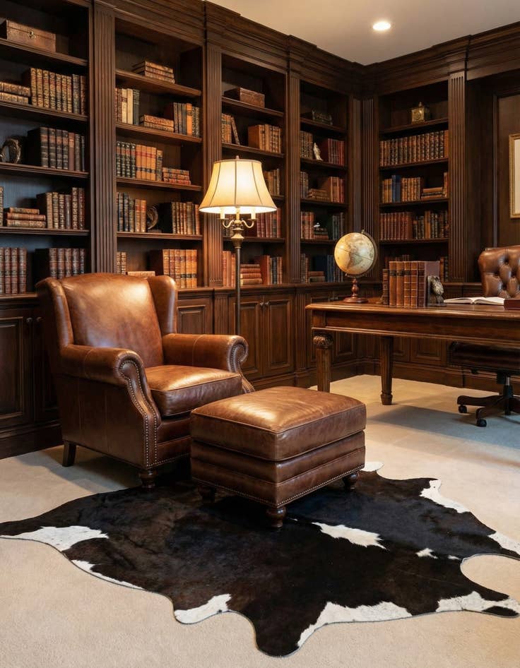 Detail image of 4' 4 x 5' 6 Cowhide Leather Rug