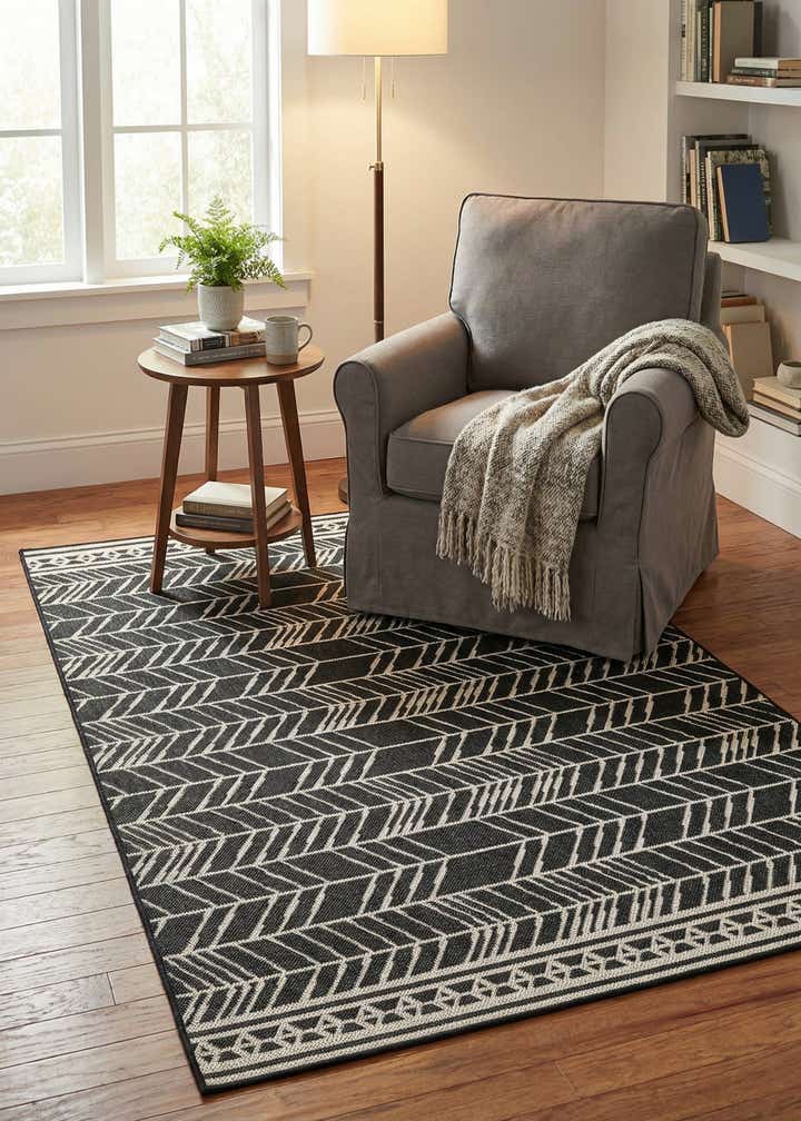 5' 3 x 7' 8 Easy-Clean Modern Indoor / Outdoor Rug