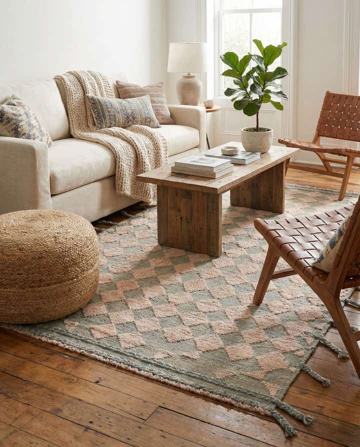 4' x 5' 9 Hand Knotted Moroccan Wool Rug