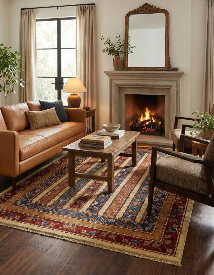 Detail image of 4' 2 x 6' 2  Hand Knotted Ariana Ziegler Rug